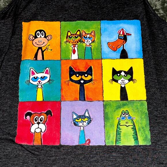 Pete The Cat Family & Friends Collage Tank Dress Women's M Heather Gray Teacher - Picture 4 of 8